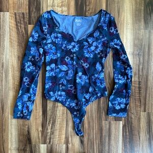 PINK Floral Print Bodysuit Size S